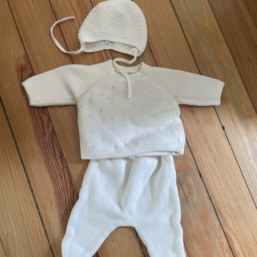 ZARA White Knit Outfit Bundle (0-1m)